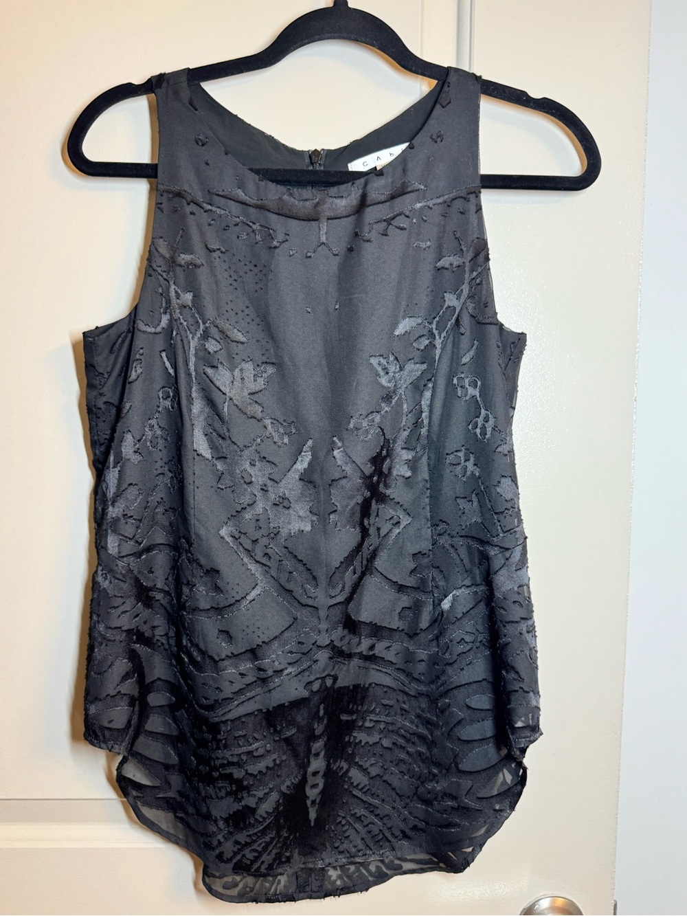 CAbi Black Jacquard Sleeveless Camisole
